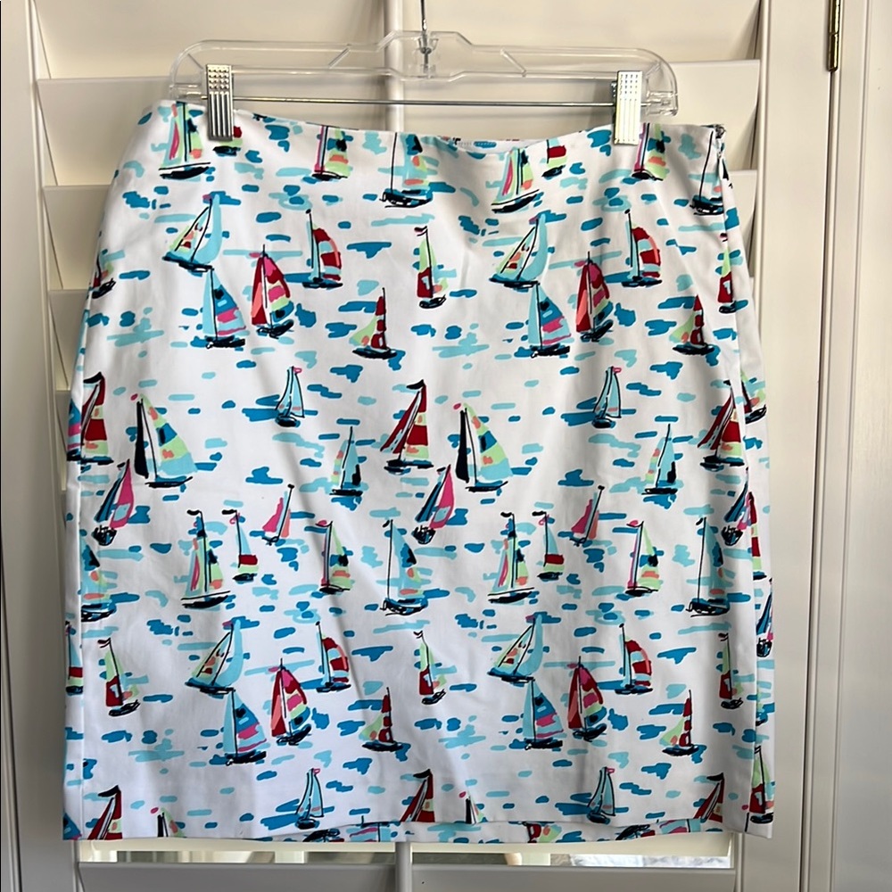 Talbots Multicolor Sailboat Print Skirt